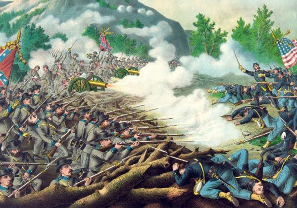 painting of Civil War battle