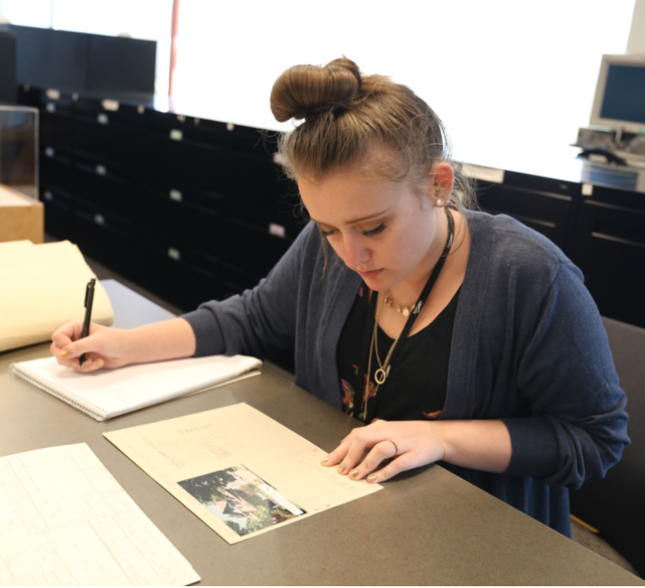 Kylee Cole transcribing archives