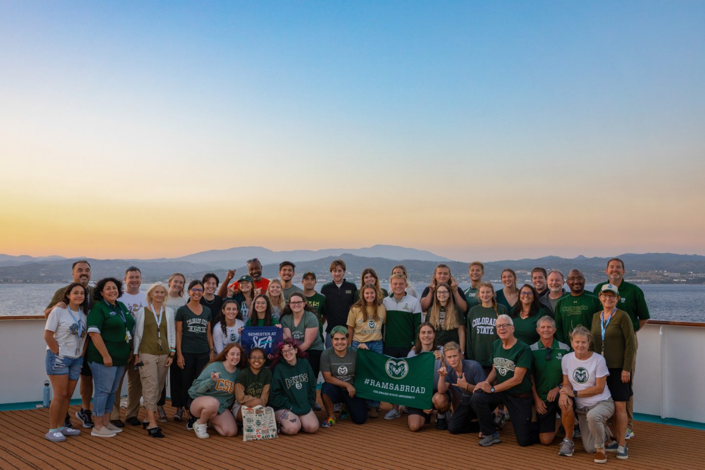 Students, faculty and staff on the fall 2022 Semester at Sea voyage