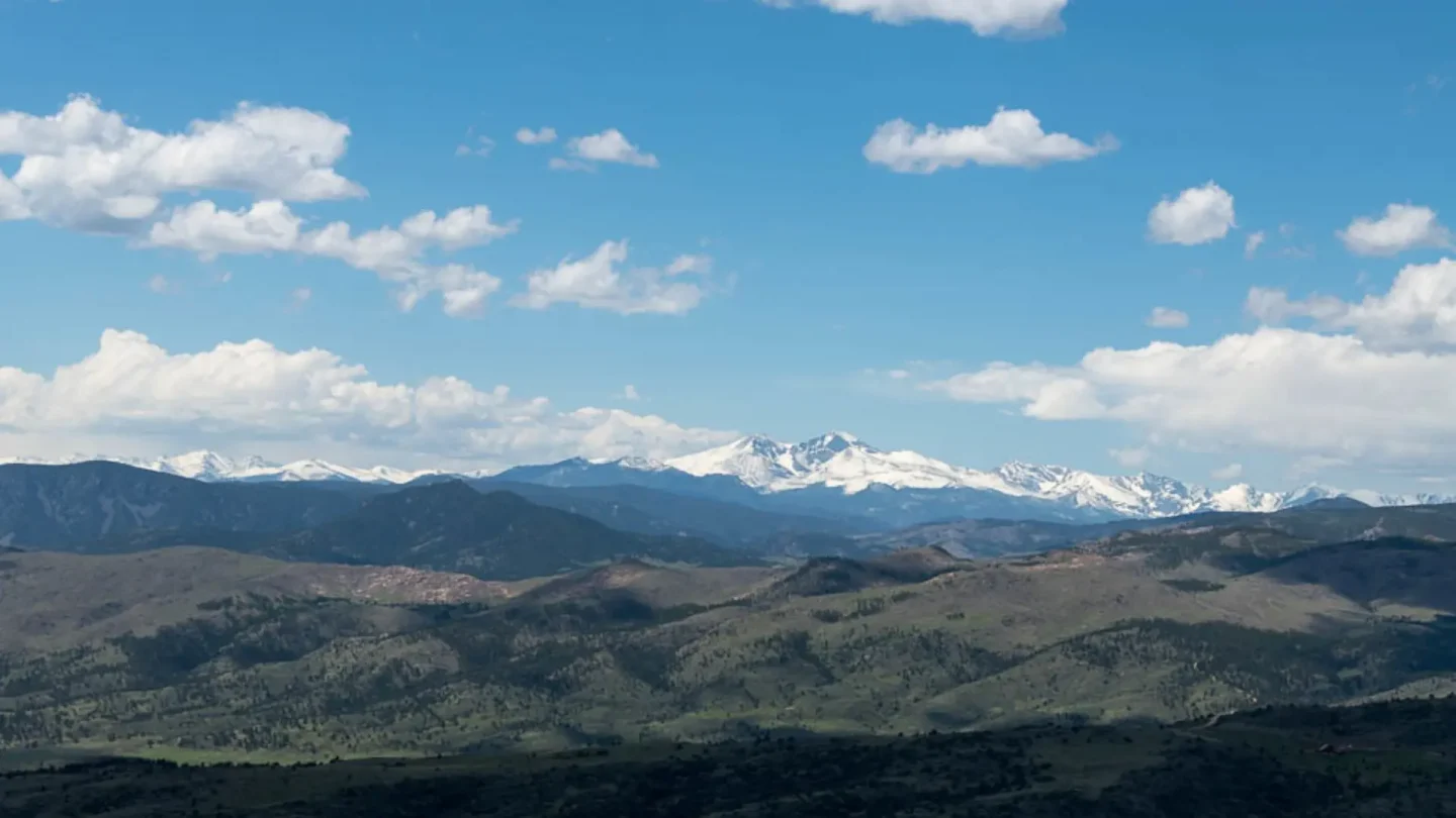 View of Colorado mountains from a high elevation