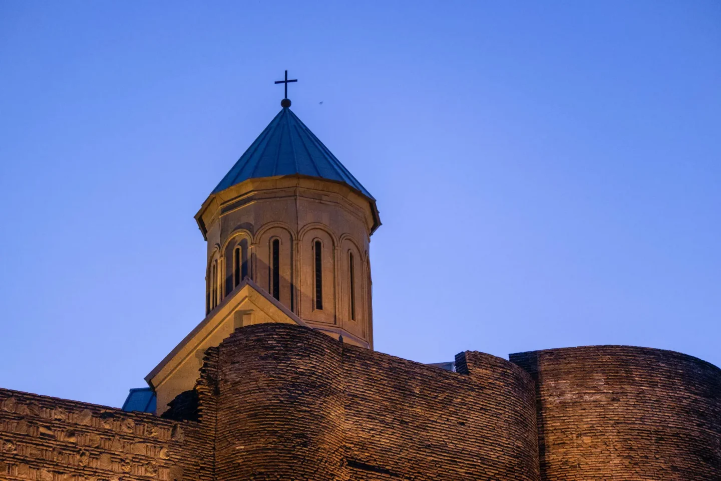 Top of a cathedral at dusk