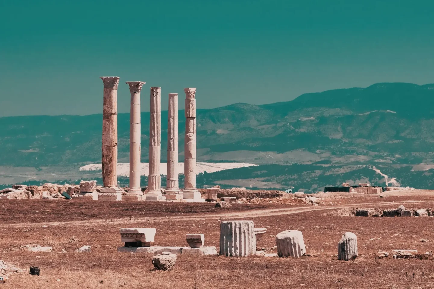 Historical site with the remains of pillars